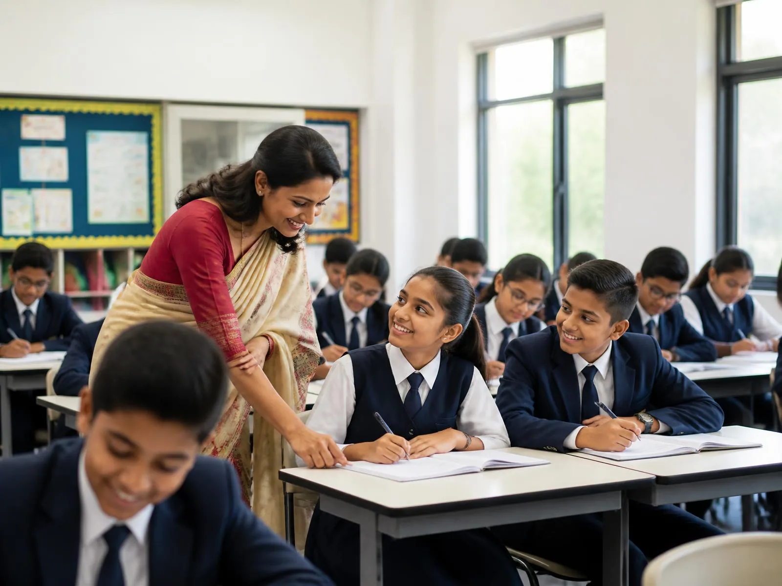 Teachers and students in an Indian school that runs on the NITI Campus school ERP and school management system